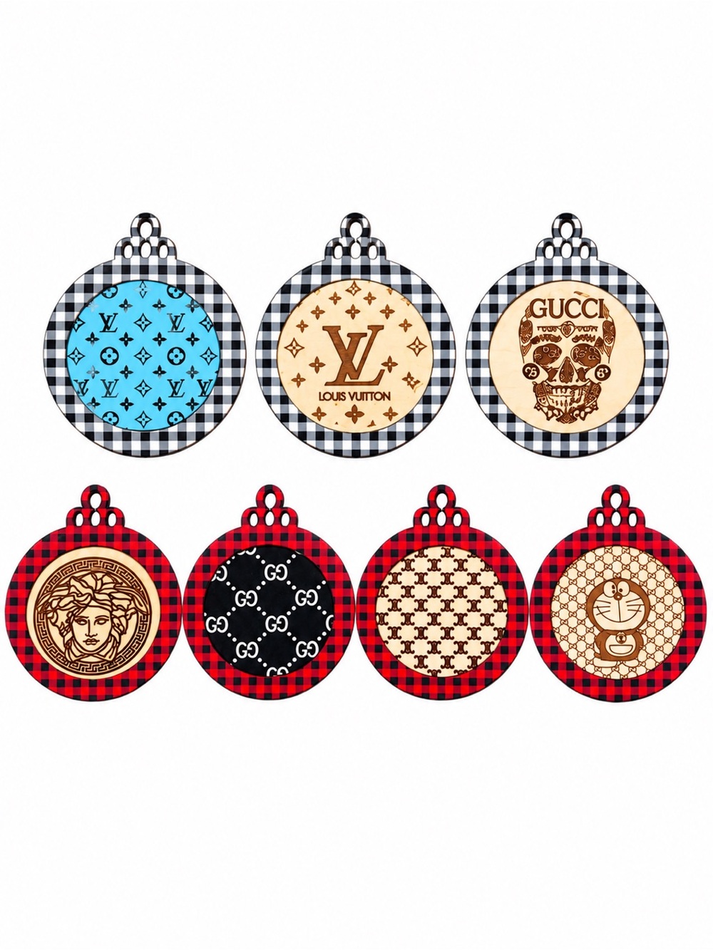 New Designer Inspired Laser Engraved Wood Ornament/Gigt Tag/Bag Charm